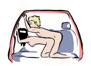 sexuální polohy v autě - zezadu